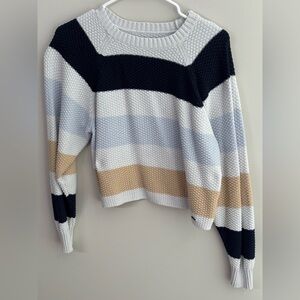 Hollister Colorblock Sweater - Navy, White, Tan